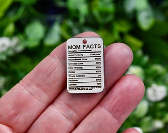 Mom Facts, list of Ingredients for an Amazing Woman Custom Laser Engraved Stainless Steel Charm CC823