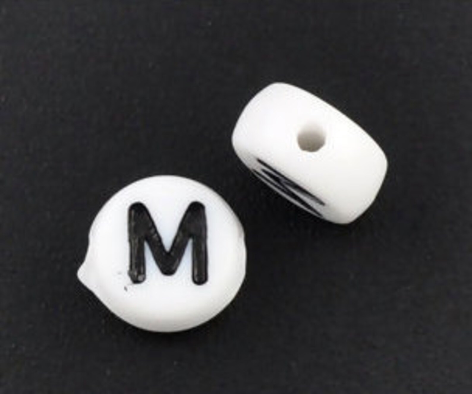20 White Acrylic Letter M Beads 7mm Round Alphabet Beads Etsy