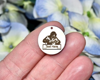 Custom Engraved Welder Charm, Stainless Steel Welding Gift, Personalized Tradesman Pendant CC2086