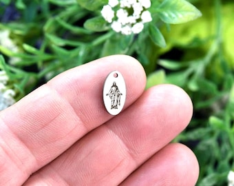 Jesus Christ Charm, Stainless Steel Religious Charm, Christian Pendant, Faith Jewelry, Bracelet Necklace Charm CC1584