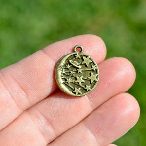 5  Moon  and Stars Bronze Tone Charms BC5324