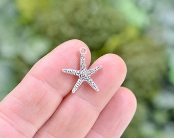 10 Starfish Silver Tone Charms SC3006