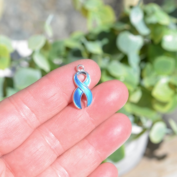 1 Blue Enamel  Cancer Awareness Ribbon Charm SC6971