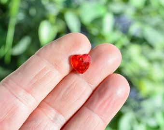 10 Red Glass Heart Charms  SC3563