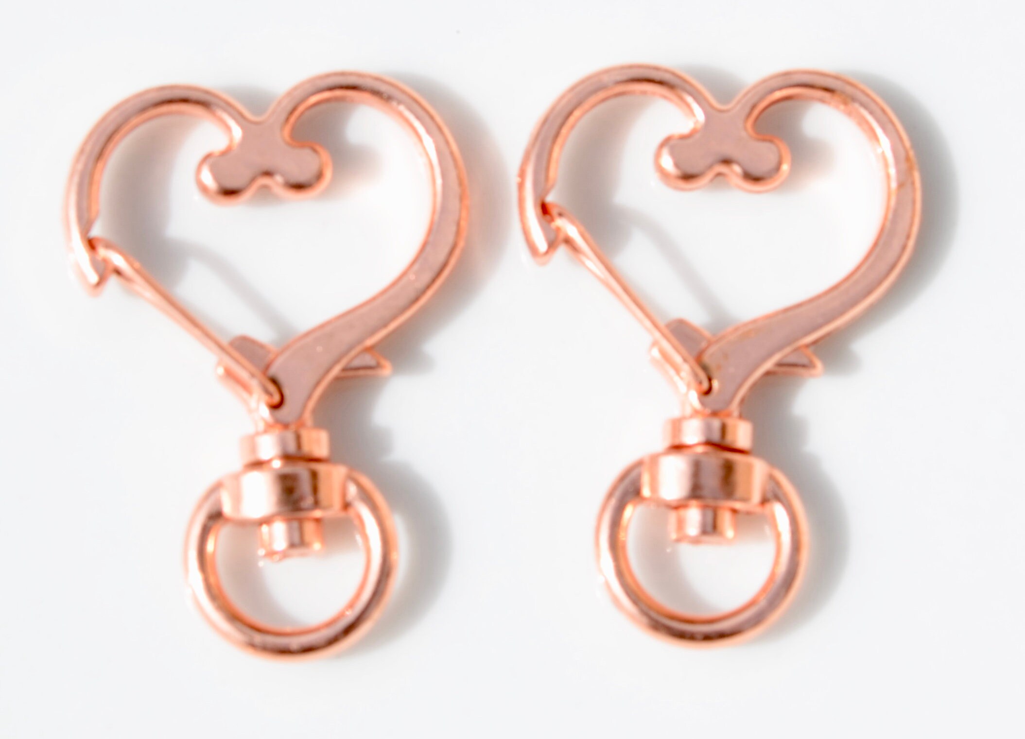 BULK 20 Heart Key Ring Rose Gold Tone Swivel Clasps F695 | Etsy