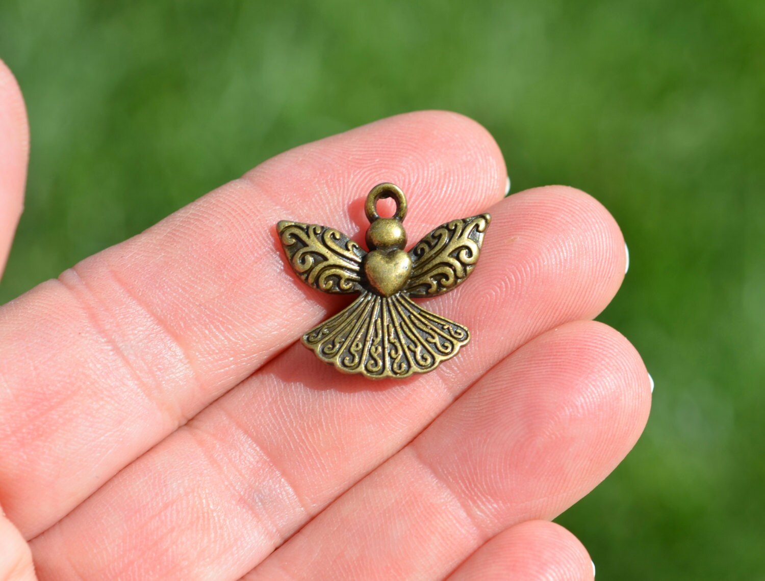 10 Angel Bronze Tone Charms BC3010 Etsy