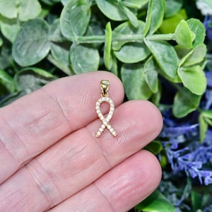 1 Rhinestone Cancer Awareness Gold Tone Brass Ribbon Charms GC5531