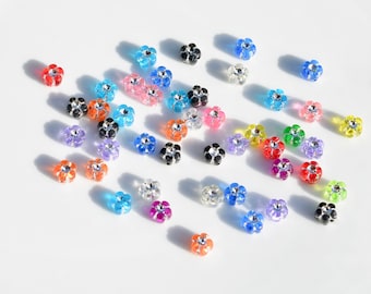 BULK 100 Multi Colored Acrylic Flower 9mm Beads   BD1066