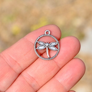 10  Dragonfly Silver Tone Charms SC6320