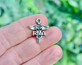 BULK 20  RMA Registered  Medical Assistant Silver Tone  Charms SC2941