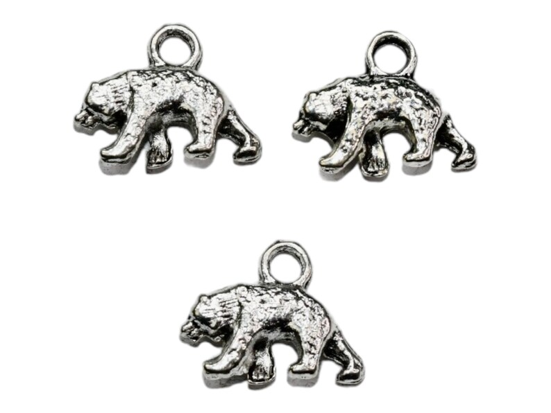 10 Bear Silver Tone 3D Charms SC1556 image 2