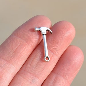 20pcs Hammer Charms Double Sided Tool Charms Antique Silver Tone 30x16mm cf0268