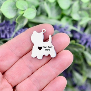 Personalized Stainless Steel  Custom Laser Engraved Yorkshire Terrier  or Westie Dog Charm EB91E