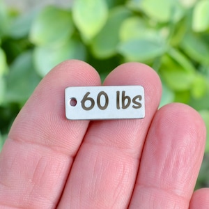60 lbs Weight Watcher  Custom Laser Engraved Stainless Steel Rectangle Charm CC154