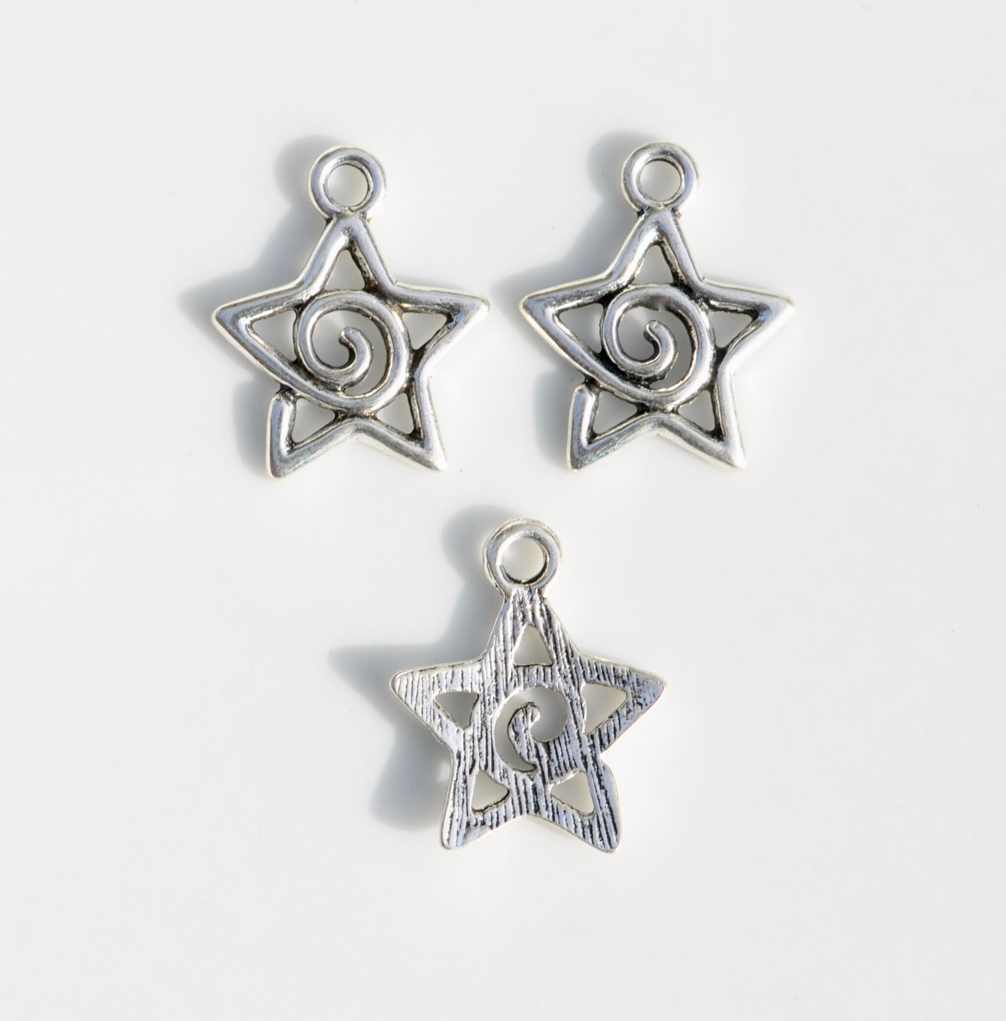 4, 20 or 50 Bulk Silver Star Charms, Open, Double Sided Celestial, Small Star Charm, 12mm | Ships Immediately from USA | SL151