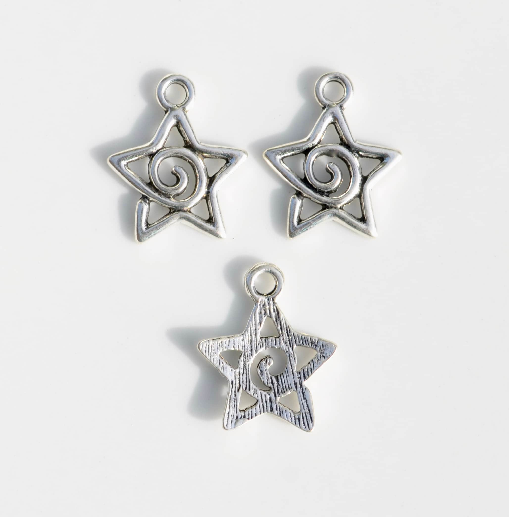 4, 20 or 50 Bulk Silver Star Charms, Open, Double Sided Celestial, Small Star Charm, 12mm | Ships Immediately from USA | SL151