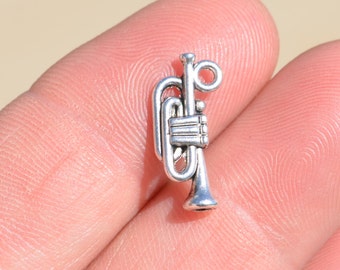 925 Sterling Silver French Trumpet Charm Made in USA 