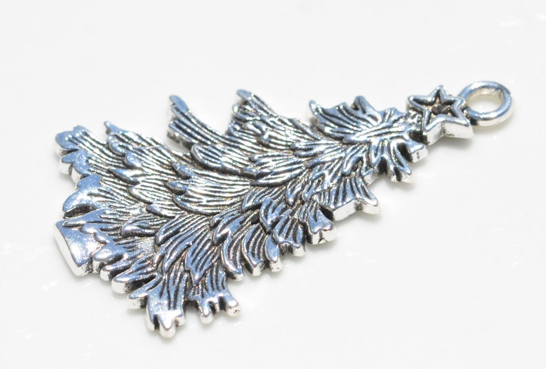 BULK 10 Christmas Tree Silver Tone Charm SC3074 Etsy