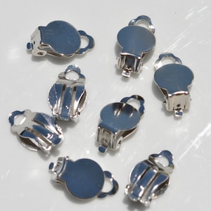 20 Blank Earring Blanks Silver Plated Hinged 10mm  F359