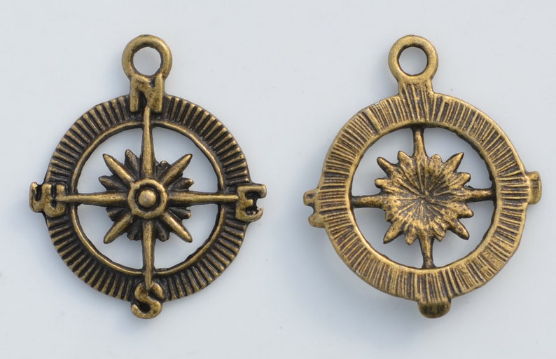 1 Compass Bronze Tone Charm BC6129
