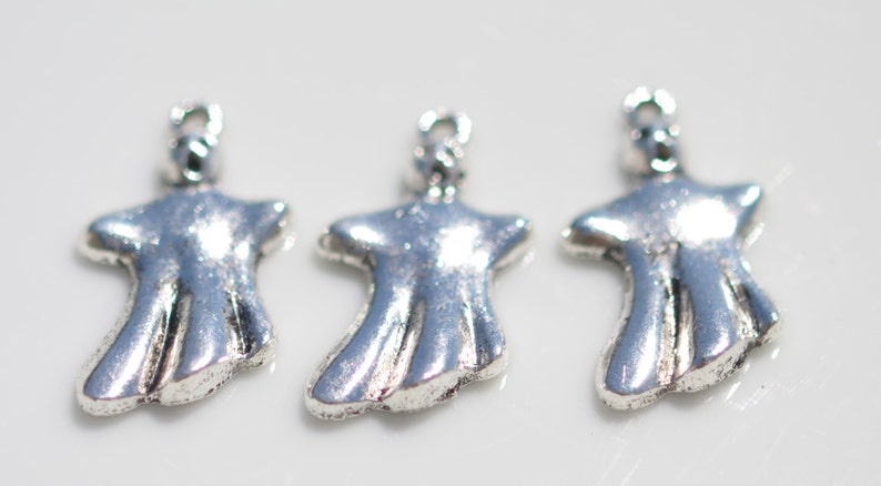 BULK 50 Spooky Ghost Silver Tone Charms SC6445