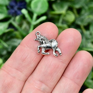 BULK 20  Unicorn Silver Tone Charms SC5730