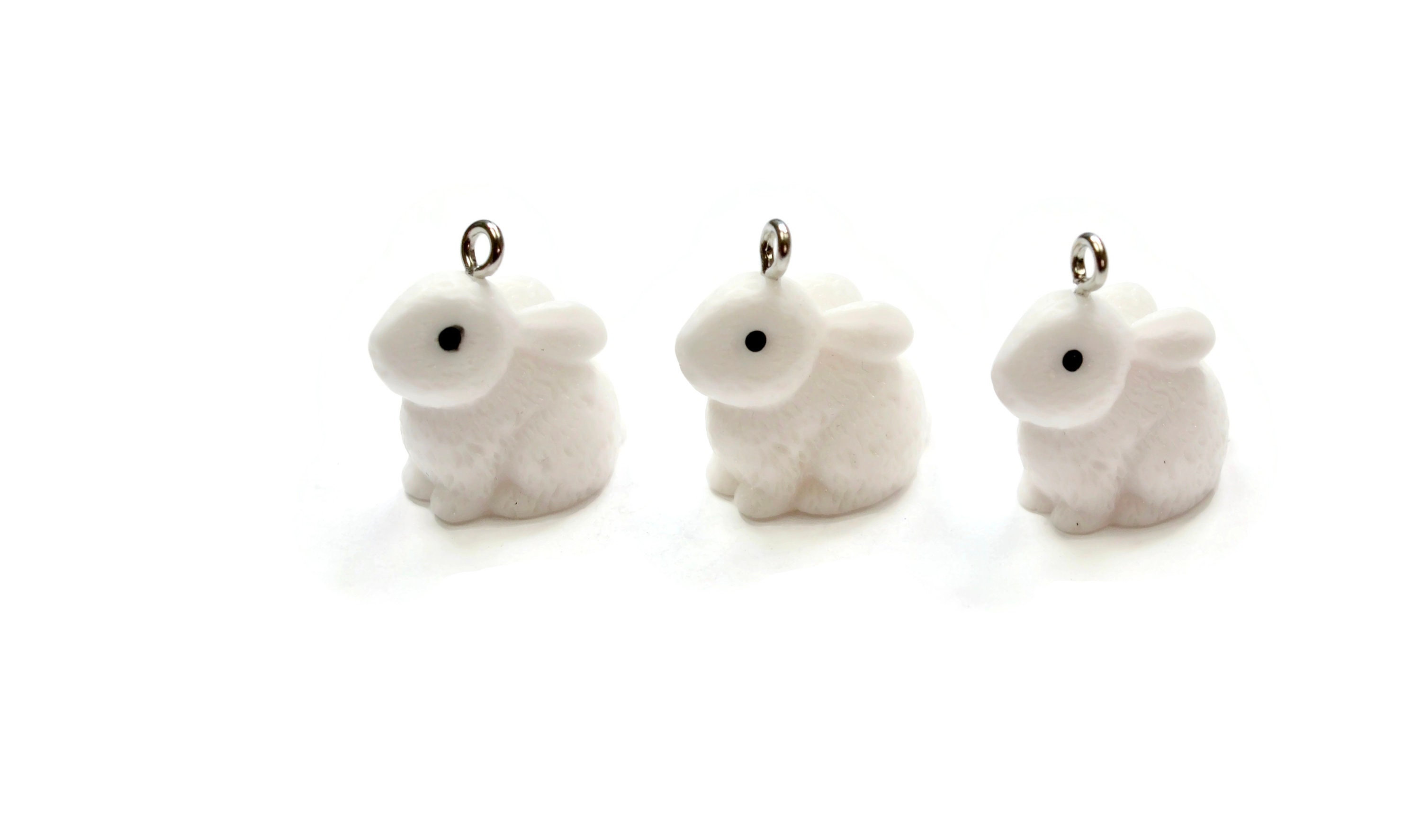 Rabbit♡　1005 5 Bunny Rabbit White Plastic Charms SC5205 - Etsy