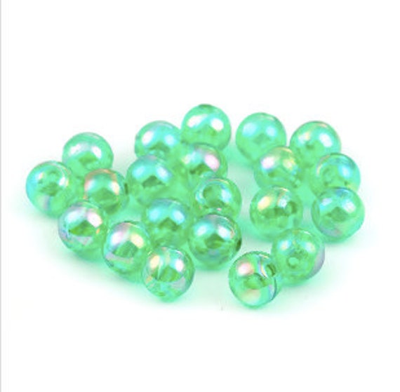 BULK 100 Yellow AB Acrylic Round 8mm Beads BD1078