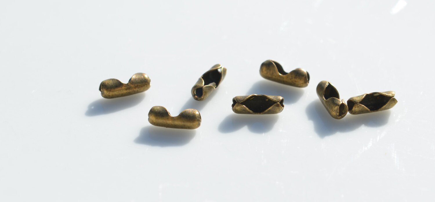 50 Antique Bronze Ball Chain Connectors Fits 1.5 to 2mm F402 Etsy