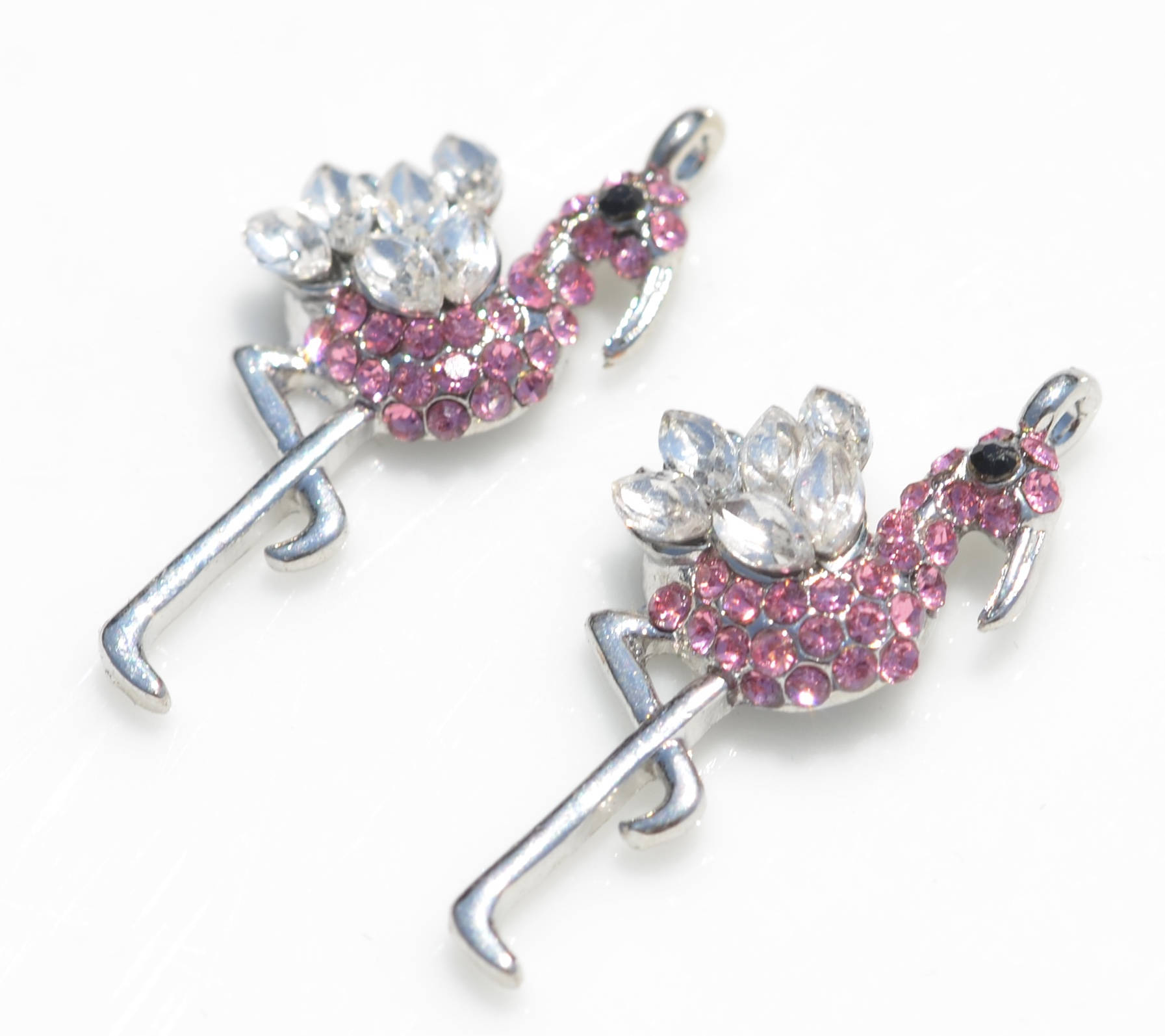 BULK 10 Pink Flamingo Rhinestone Bird Charm SC6269 - Etsy