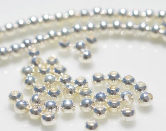50 Round Silver Plated 4 mm  Beads BD100