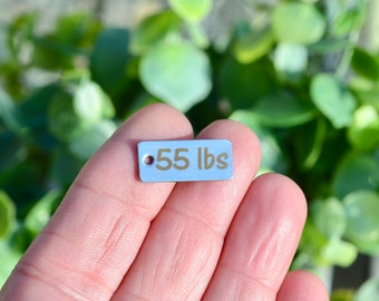 55 lbs Weight Watcher  Custom Laser Engraved Stainless Steel Rectangle Charm CC150