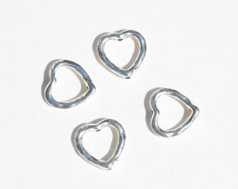 BULK 50 Silver Tone Heart 14mm Beads BD407