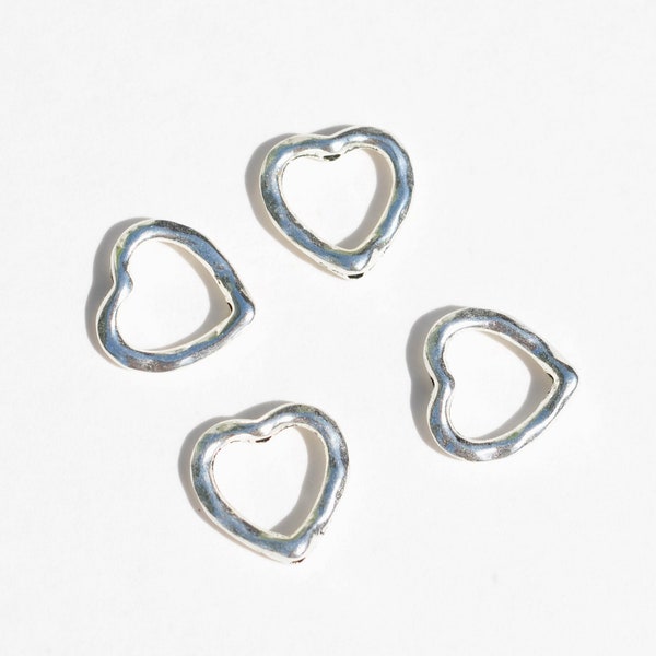 BULK 50 Silver Tone Heart 14mm Perles BD407