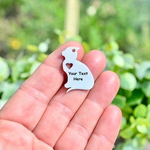 Personalized Stainless Steel  Cat Custom Laser Engraved Charm EB119E