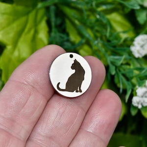 Cat Custom Laser Engraved Stainless Steel Charm CC1854