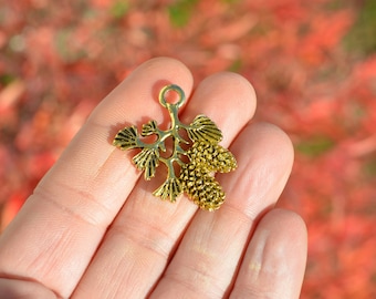 1 Pinecone Branch Gold Tone Charm GC5014