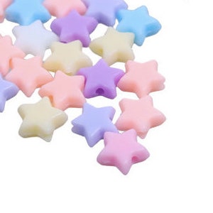 20 Assorted Mix Colored Acrylic  9mm Star Beads BD371