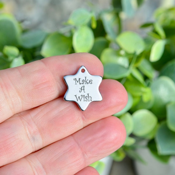 Make a Wish Custom Laser Engraved Star Charm CC22