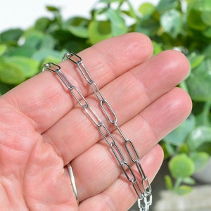 Stainless Steel   23&quot; Oval Paper Clip Link Necklace Chain C1040
