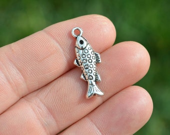 BULK 50  Fish Silver Tone Charms SC3765