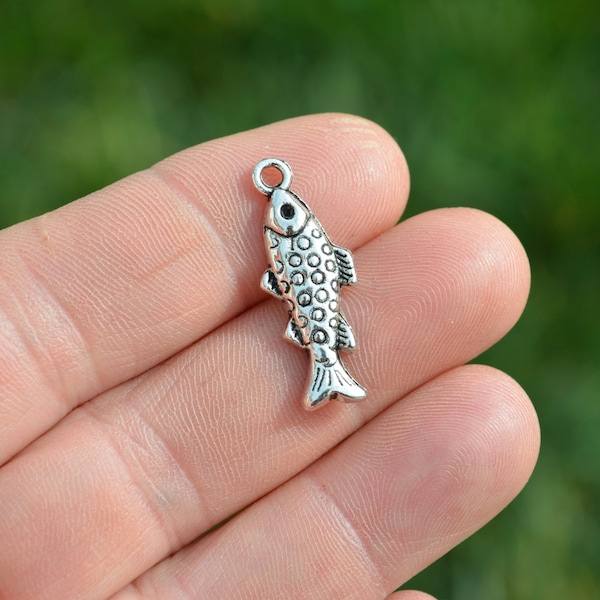 BULK 50  Fish Silver Tone Charms SC3765