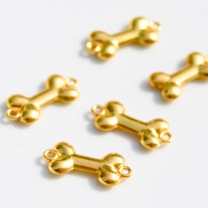 5 Dog Bone Gold Tone Connector Charms GC3905 image 6