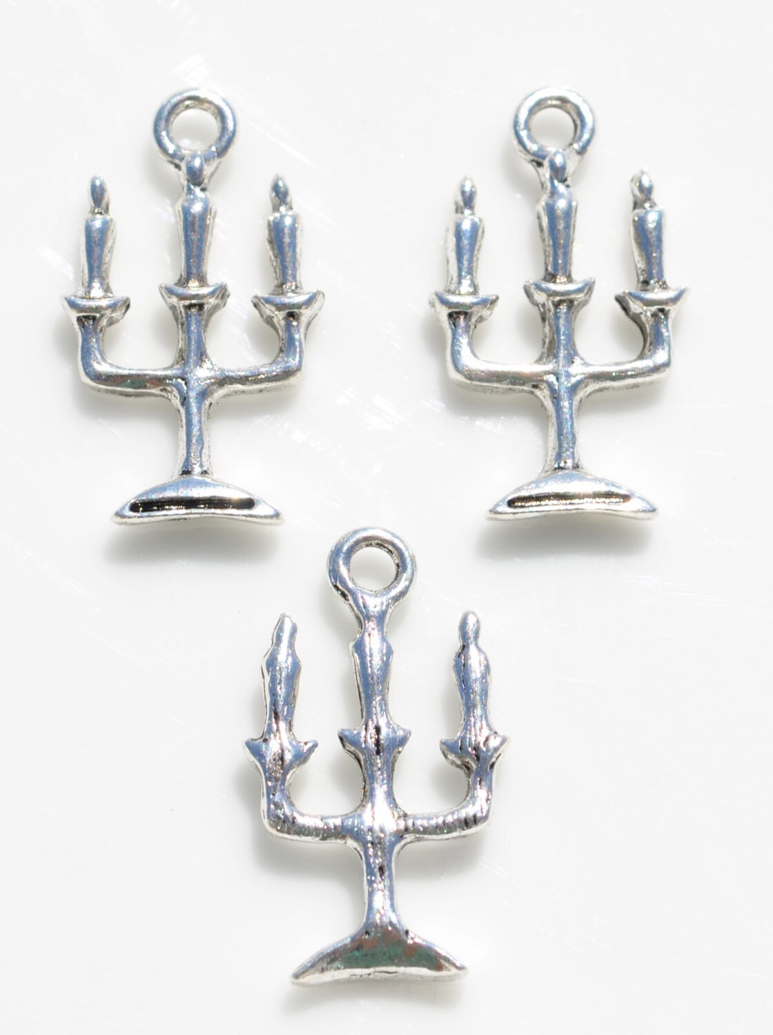 1 Candelabra Silver Tone Charm SC5921 Etsy
