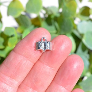10  Open Book Silver Tone Charms SC1432