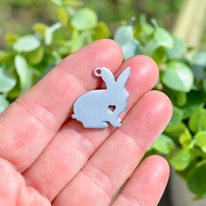 Personalized Stainless Steel Custom Laser Engraved Bunny Rabbit Charm ...