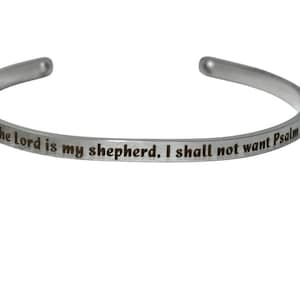 Psalm 23 Bracelet, The Lord Is My Shepherd Bracelet, Christian Cuff Bracelet, Bible Verse Jewelry, Faith Gift for Men or Women