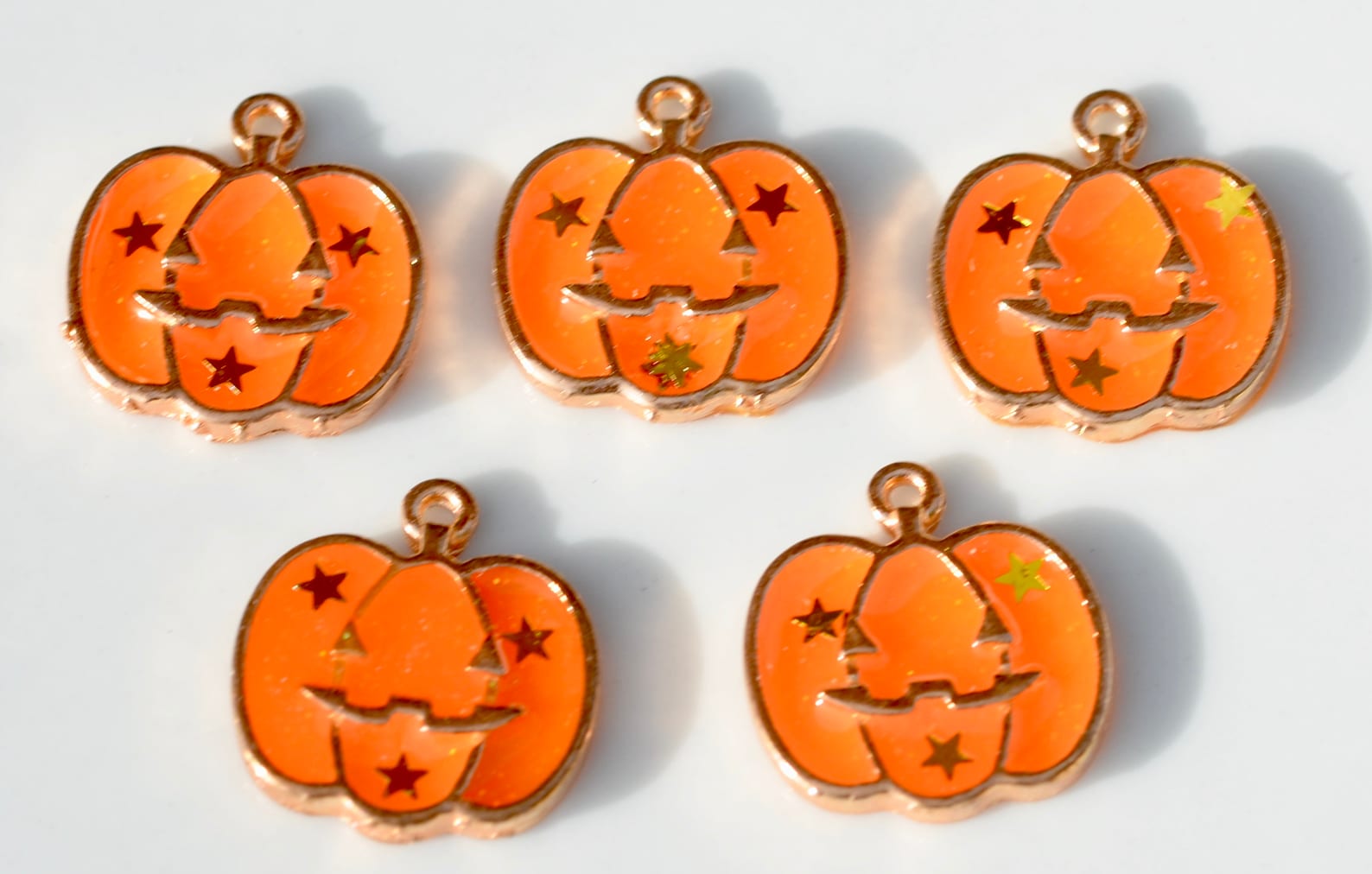 5 Orange Jack O Lantern Enamel Pumpkin Charms GC2215 - Etsy