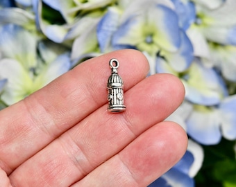 5 Fire Hydrant 3D Silver Tone Charms  SC2277