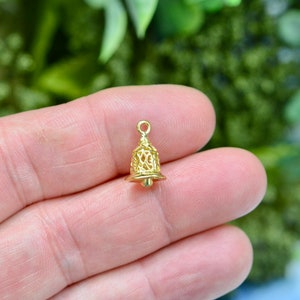 BULK 10  Bell 3D Gold Tone Charms GC3142